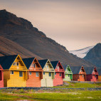 Colourful houses in Longyearbyen, Svalbard in Spitsbergen