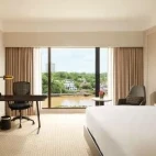 Riverside view of the King deluxe riverside bedroom at Hilton Kuching, Borneo