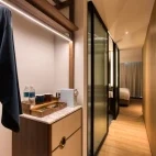 A walk-in closet in a bedroom at the Luma Hotel, Borneo
