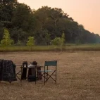 Outdoor seating spot at Camp Tigerlily, India.