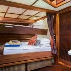 Interior view of a twin cabin on board Katharina, in Indonesia
