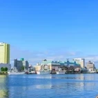 View of Kushiro City from the Nusamai Bridge, Hokkaido, Japan.