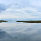 Panoramic view of Lake Furen, Hokkaido, Japan.