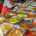 Food at a market in Kota Kinabalu, Borneo