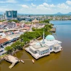 Aerial view of Kuching Waterfront, Borneo
