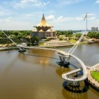 View of Kuching Waterfront onto the Sarawak River, Borneo
