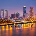 The Da Nang skyline at night, Vietnam