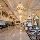 The reception and lounge area at Hotel Majestic Saigon, in Vietnam.
