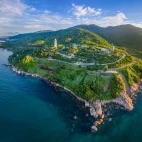 Aerial view of Linh Ung Pagoda in Da Nang, Vietnam