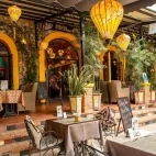 The restaurant patio area at Victory Road Villas, Vietnam
