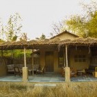 Cottage patio at Forsyth Lodge in India.