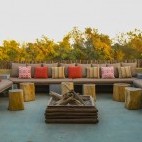 Terrace and firpit at Forsyth Lodge in India.