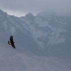 Golden eagle in flight over Ulley Valley in India.