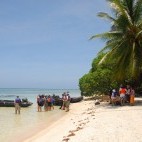 Zodiacs at a beach in Papua New Guinea.