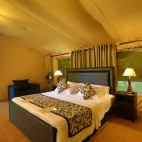 Double bedroom inside one of the tents at Leopard Trails Camp in Sri Lanka