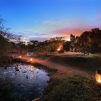 Evening sunset at the Leopard Trails Camp in Sri Lanka