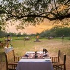 Dining at Mahoora Tented Safari Camp in Sri Lanka.