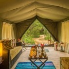 Tent at Mahoora Tented Safari Camp in Sri Lanka.