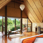 Bedroom at Jetwing Vil Uyana in Sigiriya, Sri Lanka.