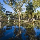 Bird hide at Bamurru Plains in Australia