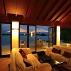 The restaurant lounge area in the evening.