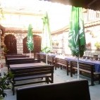 Garden terrace at Hotel Via in Krumovgrad, Bulgaria