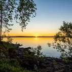 Sunset on Lake Kiantajarvi in the Kainuu region of Finland
