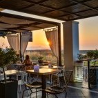 Sunset at the restaurant at Hotel Alexis in Crete, Greece