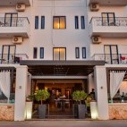 Alexis hotel and restaurant exterior in Crete, Greece