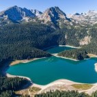 Aerial of Black Lake in Durmitor National Park, Montenegro