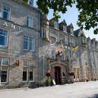 Exterior of Grant Arms Hotel in Grantown-on-Spey, Scotland.