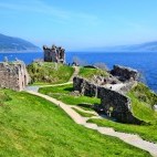 Urquhart Castle ruins at Loch Ness in Scotland