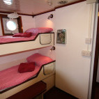 Cabin on board Hjalmar Bjorge in the Outer Hebrides, Scotland.