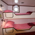 Cabin on board Hjalmar Bjorge in the Outer Hebrides, Scotland.