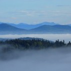 Mist over the Dinaric Alps in Slovenia.