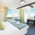 Sea view bedroom at Bamburgh Castle Inn, Northumberland