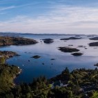 Aerial of Eddrachilles Hotel in Sutherland, Scotland