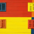 Building facade in La Boca neighbourhood in Buenos Aires, Argentina