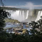 View of the boardwalks at Iguazu Falls in Argentina