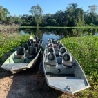 River safari boats at SouthWild Pantanal Lodge, Brazil.