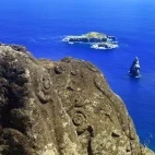 Bird Man Island & Polynesian carvings at Rapa Nui in Easter Island, Chile