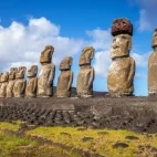 Moais of Ahu Tongariki in Easter Island, Chile
