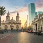 Metropolitan cathedral & Plaza de Armas Square in Santiago, Chile