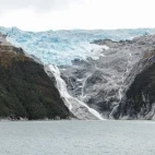 View of a glacier from the water, in Patagonia, Chile.