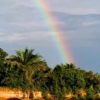 Rainbow over Ariporo River, Hato la Aurora, Colombia.