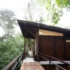 External view of one of the sanctuary lodges at Minga Lodge.