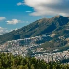 Aerial of Quito & Pichincha Mountains in Ecuador