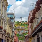 Colonial architecture & Panecillo Hill in Quito, Ecuador