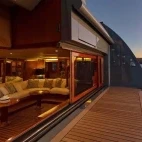 The lounge area on Aqua Mare, Galapagos.