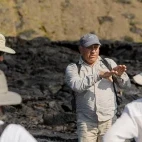 Guests with a guide on an excursion in the Galapagos.